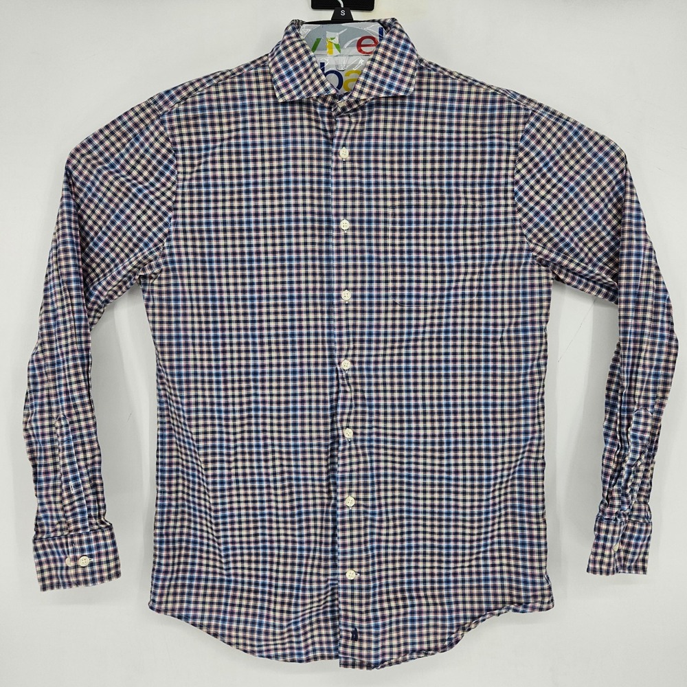 Johnnie O Shirt Mens Medium Button Down Long Sleeve‎ Plaid Casual Blue Preppy